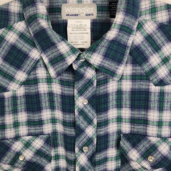 Wrangler Wrancher Shirts Men's Peal Snap Button Down Size 2XT - Picture 6 of 6